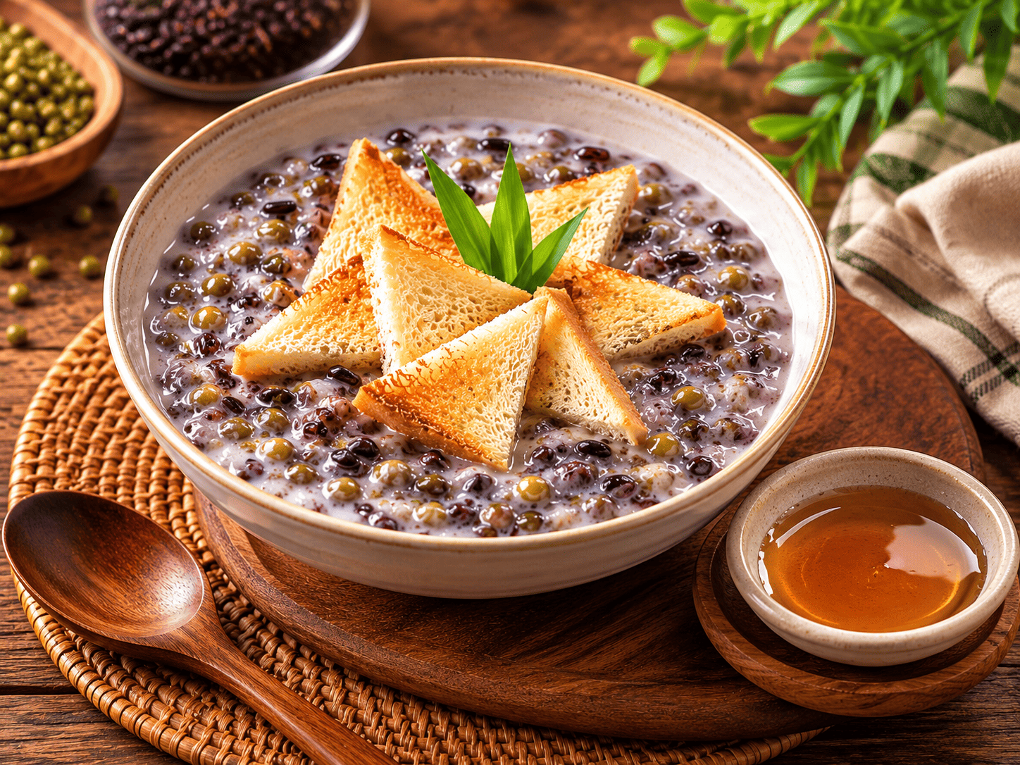 Bubur Kacang Ijo Campur Topping Madu Murni
